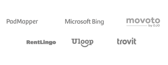 Zumper Syndication Partners. PadMapper, Microsoft Bing, Movoto by OJO, RentLingo, ULoop, Trovit
